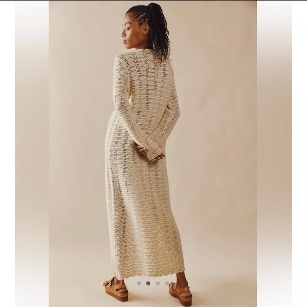 Free People Beach Duster Swim Cover Sz M Resort Maxi Landry Fauxchet Sweater - Picture 2 of 9